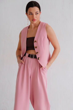 12630 Костюм брючный с жилетом пудровый - Martichelli фото 3