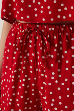 Trendyolmilla Beyaz Puantiyeli F?rf?r Detayl? Ip Ask?l? Viskon Sortlu Dokuma Pijama Tak?m? THMSS21PT0742 фото 30