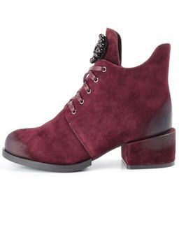 04-R181-3 BURGUNDY Ботинки зимние женские (натуральная замша, натуральный мех) - Фабричный китай фото 14