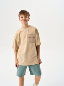 Футболка оверсайз Крем-брюле с карманом 7+ - Bungly фото 3