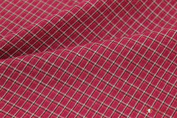 Пестрядь Средняя двухцветная клетка на бордово-малиновом, ш.1.45м, хлопок-95%, п/э-5%, 130гр/м.кв - Купава фото 3