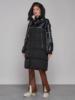 Пальто утепленное молодежное зимнее женское черного цвета 51131Ch - MaxRita фото 6