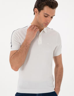 Beyaz Slim Fit Polo Yaka Triko T-shirt