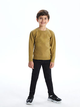 Bisiklet Yaka Bask?l? Erkek ?ocuk Triko Kazak