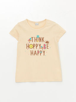 Bisiklet Yaka Bask?l? K?sa Kollu K?z ?ocuk Ti??rt