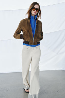 100% SUEDE LEATHER BOMBER JACKET ZW COLLECTION LIMITED EDITION - Zara фото 15