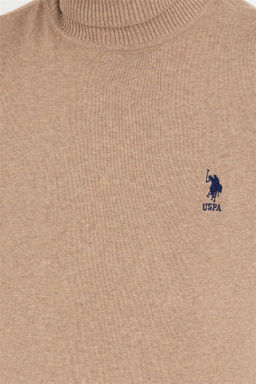U. S. Polo Assn / Мужской базовый свитер светло-коричневого меланжевого цвета - U.s. polo assn фото 5