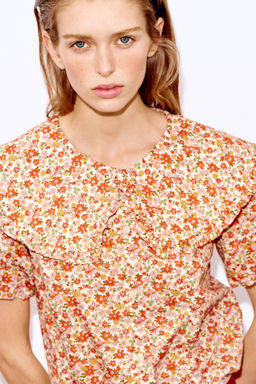 CAMISA ESTAMPADO FLORAL CUELLO BOBO / Multicolor - Zara фото 10