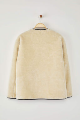 Ekru Oversize Kal?p Pelus Ceket Mont TWOAW26MO00054