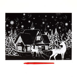 Гравюра Зимний пейзаж с металлическим эффектом золото, А4 - Школа талантов фото 4