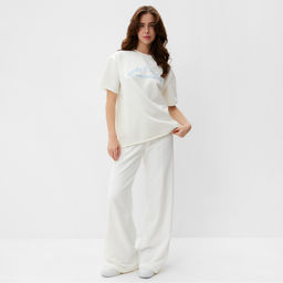 Футболка женская MINAKU OVERSIZE FIT: SPORTY & STYLISH, цвет экрю, размер 42