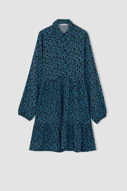 Мини-платье-рубашка с воланами и цветочным узором - Defacto фото 7