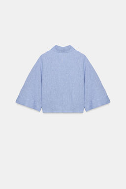 CAMISA NUDO CON LINO / Azul claro