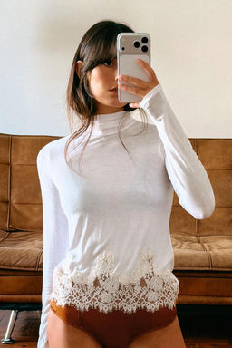 COMBINED LACE T-SHIRT - Zara фото 2