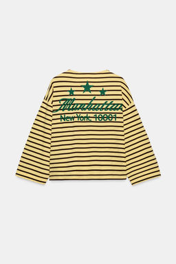 CAMISETA RAYAS TEXTO / Amarillo