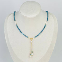 Колье из Аквамарина и Жемчуга 42 см +