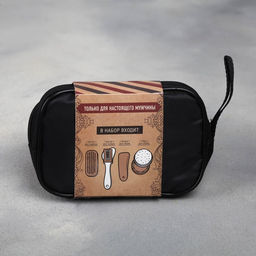 Подарочный набор дорожный для обуви 100% мужик: щётка 2 шт., губка, лопатка