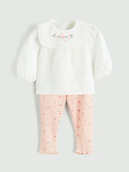 ?i?ekli K?z Bebek Bluz ve Tayt