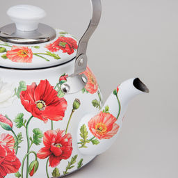 ЧАЙНИК AGNESS БЕЛЫЕ МАКИ СО ВСТРОЕННЫМ СВИСТКОМ И ФИЛЬТРОМ 1500 МЛ  фото 5