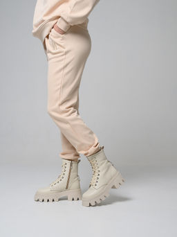 Ботинки 329.зиплайнbe.Бежевый/байка