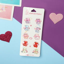 Цена за 6 шт. Резинка для волос Малышка (набор 10 шт) мишка глянец, микс - Выбражулька фото 2