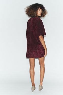 100% LEATHER SUEDE SHORT DRESS - Zara фото 18