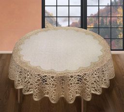 Скатерть арт. 249933/120/3, круглая, D=120 см, цвет: кремово-золотистый