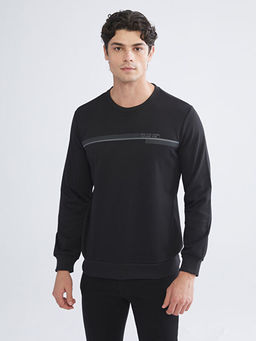 Bisiklet Yaka Bask?l? Erkek Sweatshirt