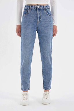 Джинсовые брюки длиной до щиколотки с высокой талией Lina Comfort Mom, потертые брюки