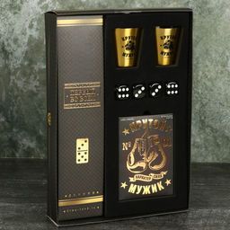 Подарочный набор мужской Крутой мужик: карты, домино, стопки 2 шт х 30 мл, кости игральные 4 шт - Сима-ленд фото 4