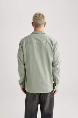 Хлопковая рубашка с длинными рукавами и воротником поло стандартного кроя - Defacto фото 10