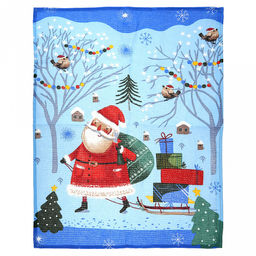 Салфетка хозяйственная 50х60см "Зимние дни" 3, вафельное полотно, хлопок 100%, плотность 245г/м2, без упаковки, "Домашняя мода" (Россия)