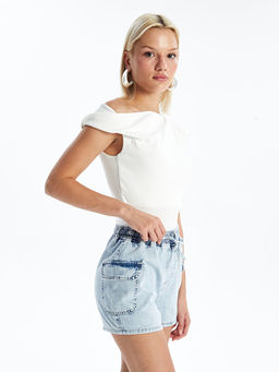 Beli Lastikli Bermuda Fit Kad?n Jean ?ort