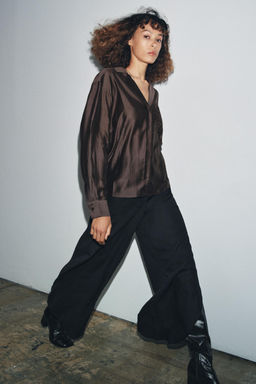 ZW COLLECTION EMBROIDERED POCKET SHIRT - Zara фото 10
