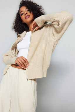 Tas Genis Kal?p Devrik Yaka Fermuarl? Triko H?rka TWOAW24HI00072