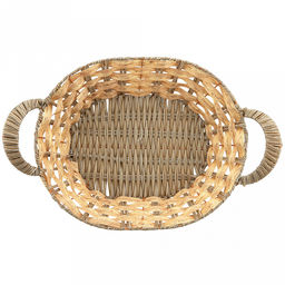 Корзина-сухарница плетеная Береста 31х25см h7,5см, полипропилен, ванильный, с ручками, металлический каркас, форма овальная (Китай) - Домашняя мода фото 3