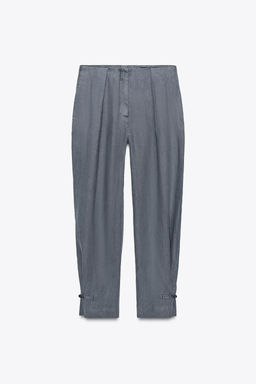 ZW COLLECTION LINEN PLEATED TROUSERS - Zara фото 4