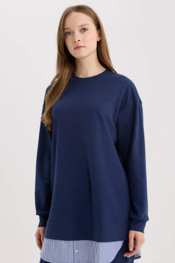 Regular Fit Bisiklet Yaka Basic Duz Sweatshirt Tunik - Defacto фото 7
