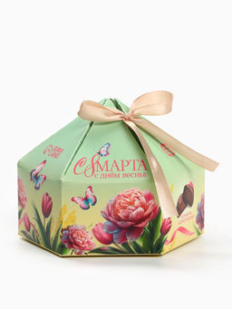 Конфеты подарочные С 8 Марта в коробке-купол с бантом, 200 г
