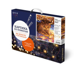 ФРЕЯ PNB/PMDD-188 Набор для раскрашивания по номерам ( со светодиодами ) 40 х 30 см Котик с огоньками
