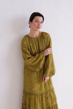 Martichelli Платье хаки с цветочным принтом  фото 3