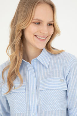 Женская голубая рубашка с длинным рукавом - U.s. polo assn фото 9
