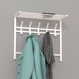 Вешалка настенная металл. с полкой 2-ярусная "Торонто 22" 67см (9 рожков, белый)