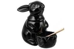 Банка для сыпучих Elan Gallery Заяц 400 мл фарфор черная с ложкой  фото 13