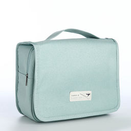Косметичка-несессер дорожная на молнии, липучках, с крючком, ручкой, мятная