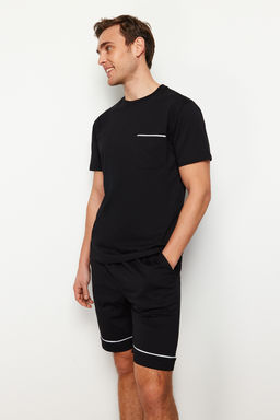 TRENDYOL MAN Gri Melanj Regular Fit Biyeli Orme Sortlu Pijama Tak?m? TMNSS24PT00021 - Trendyolmilla фото 3