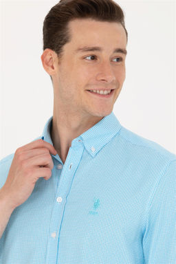Мужская бирюзовая рубашка с длинным рукавом Неожиданная скидка в корзине - U.s. polo assn фото 2