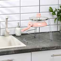 Подставка для хранения сковородок на 3 предмета, 28×23×22 см, цинк, серебристый