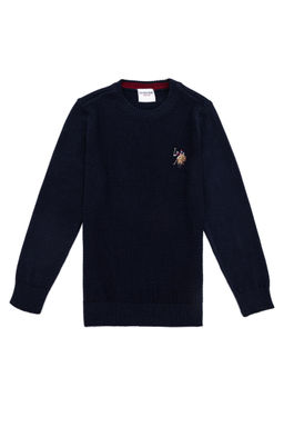 U. S. Polo Assn / Темно-синий трикотажный свитер с круглым вырезом для мальчика - U.s. polo assn фото 4