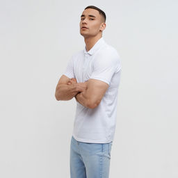 Футболка поло мужская MINAKU REGULAR FIT: белая, р-р 54